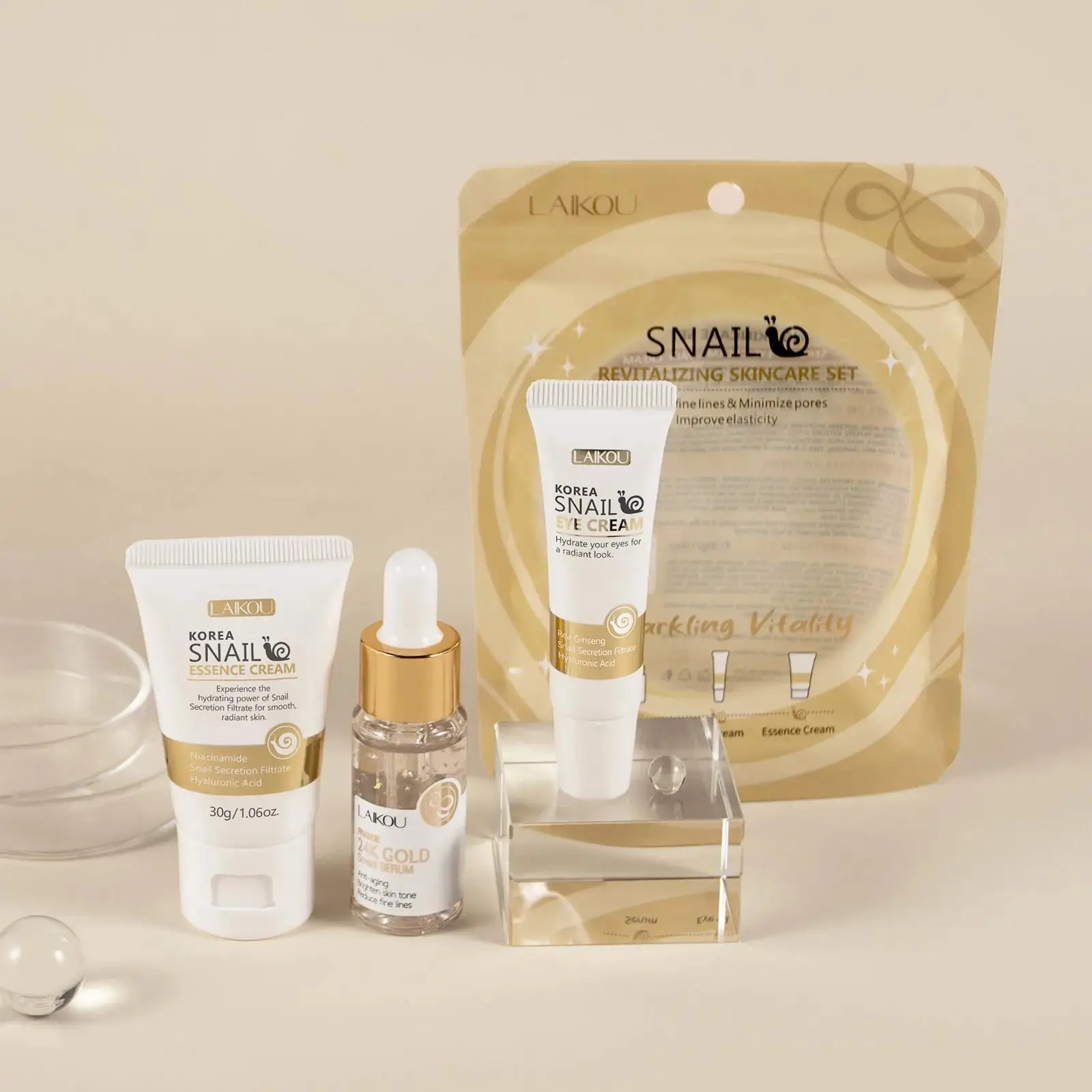 Luxury Natural Skincare - 24k ouro caracol reparação soro creme